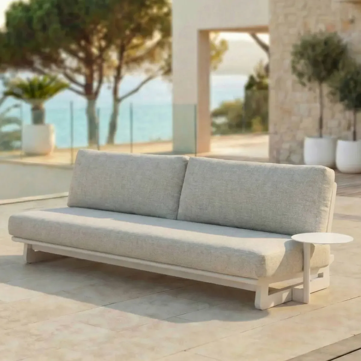 Best Set da giardino in alluminio 6 pezzi Long Beach Bianco cenere e beige Salotto Da Giardino