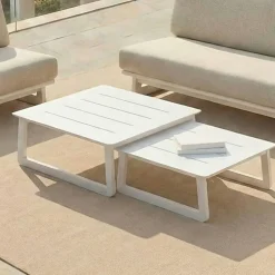 Best Set da giardino in alluminio 6 pezzi Long Beach Bianco cenere e beige Salotto Da Giardino