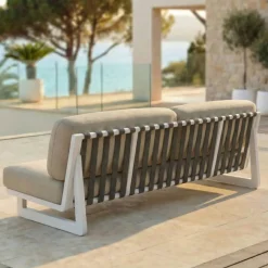 Best Set da giardino in alluminio 6 pezzi Long Beach Bianco cenere e beige Salotto Da Giardino