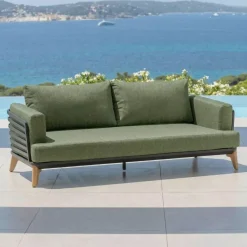 Discount Set da giardino in alluminio 4 posti 5 pezzi Monte Carlo Grigio antracite e verde rosmarino Salotto Da Giardino