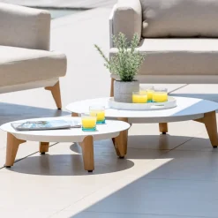 Best Set da giardino in alluminio 5 posti 5 pezzi Monte Carlo Bianco e verde rosmarino Salotto Da Giardino