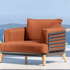 Clearance Set da giardino in alluminio 7 posti 6 pezzi Monte Carlo Grigio antracite e terracotta Salotto Da Giardino