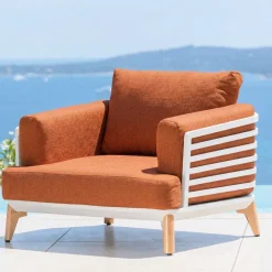 Clearance Set da giardino in alluminio 8 posti 6 pezzi Monte Carlo Bianco e terracotta Salotto Da Giardino