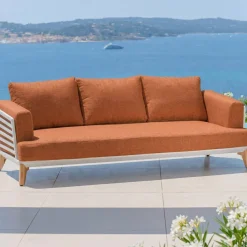 Clearance Set da giardino in alluminio 8 posti 6 pezzi Monte Carlo Bianco e terracotta Salotto Da Giardino