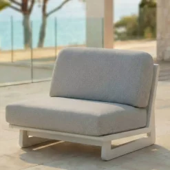 Discount Set da giardino in alluminio 2 posti 3 pezzi Long Beach Bianco cenere e grigio chiaro Salotto Da Balcone|Salotto Da Giardino