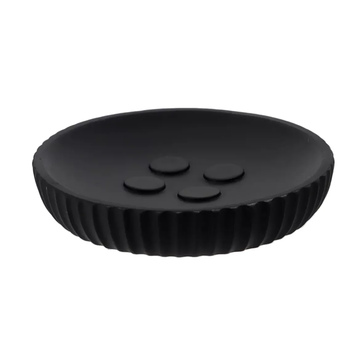 Set di accessori bagno in resina Strié Nero