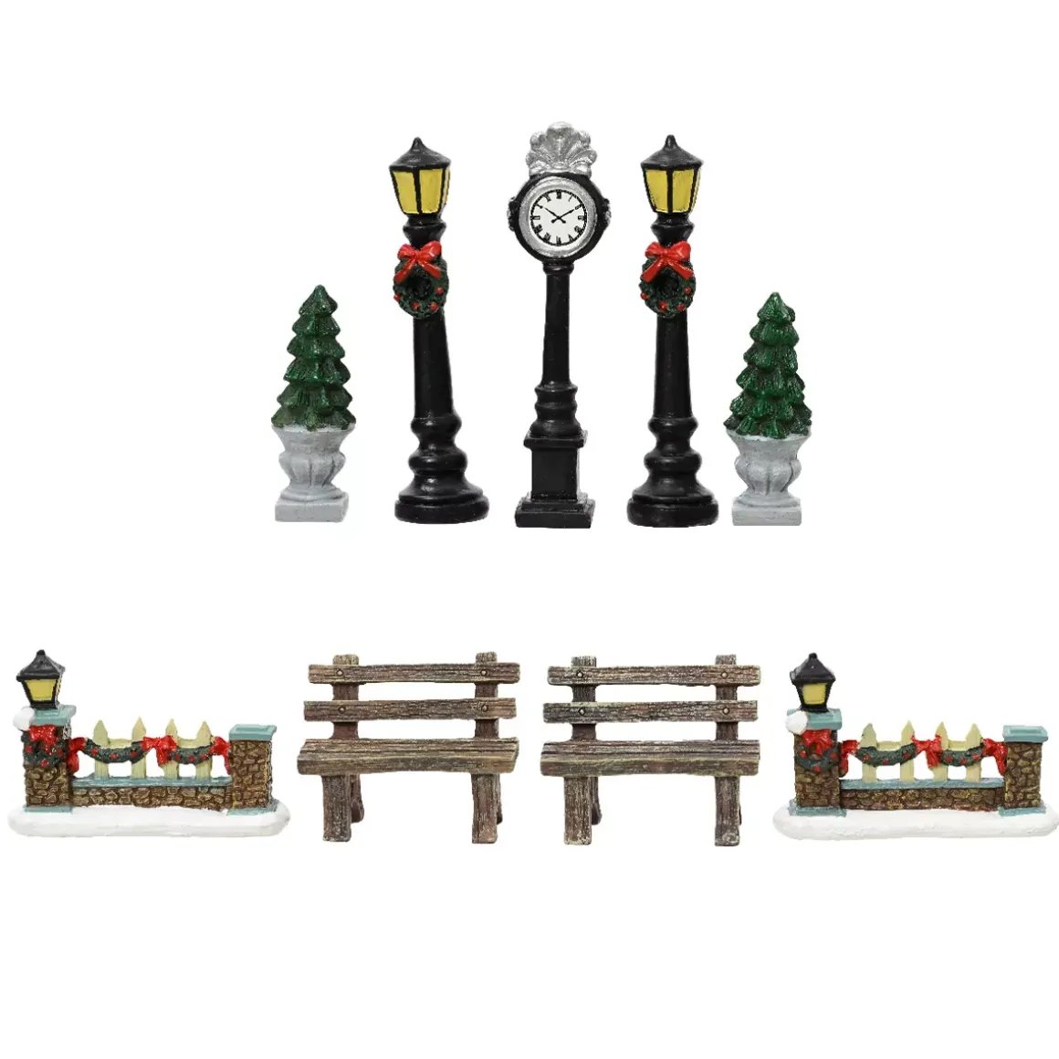 Set di 9 accessori (H12 cm) Arredo urbano per villaggio