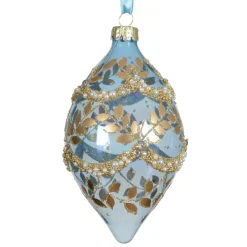 Set di 2 addobbi natalizi in vetro (H14 cm) Fogliame invernale Blu