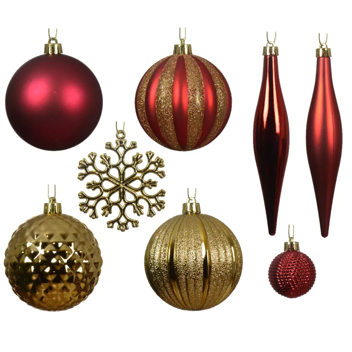 Set di addobbi per albero di Natale Christmas Bordeaux e oro chiaro