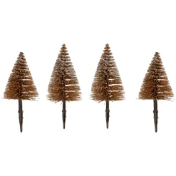 Set di 4 alberi di Natale con pinza (H15 cm) Foresta incantata Marrone