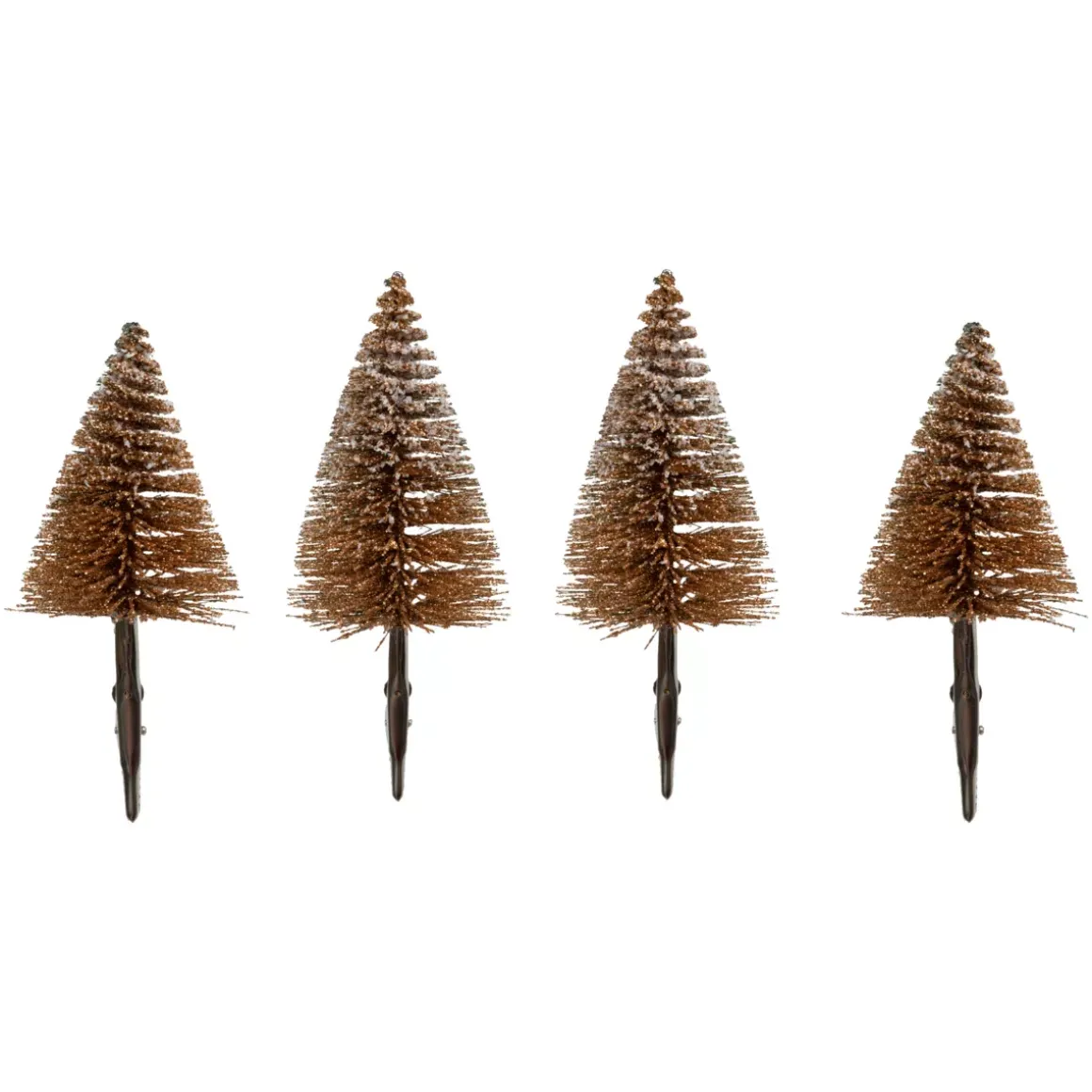Set di 4 alberi di Natale con pinza (H15 cm) Foresta incantata Marrone