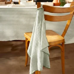 Set di 2 asciugamani in garza di cotone (50 x 70 cm) Gaïa a righe Verde eucalipto Accessori Cucina