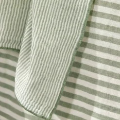 Set di 2 asciugamani in garza di cotone (50 x 70 cm) Gaïa a righe Verde eucalipto Accessori Cucina