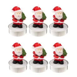 Set di 6 candele (6 cm) Babbo Natale Rosso