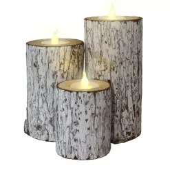 Set di 3 candele LED Foresta Bianco caldo