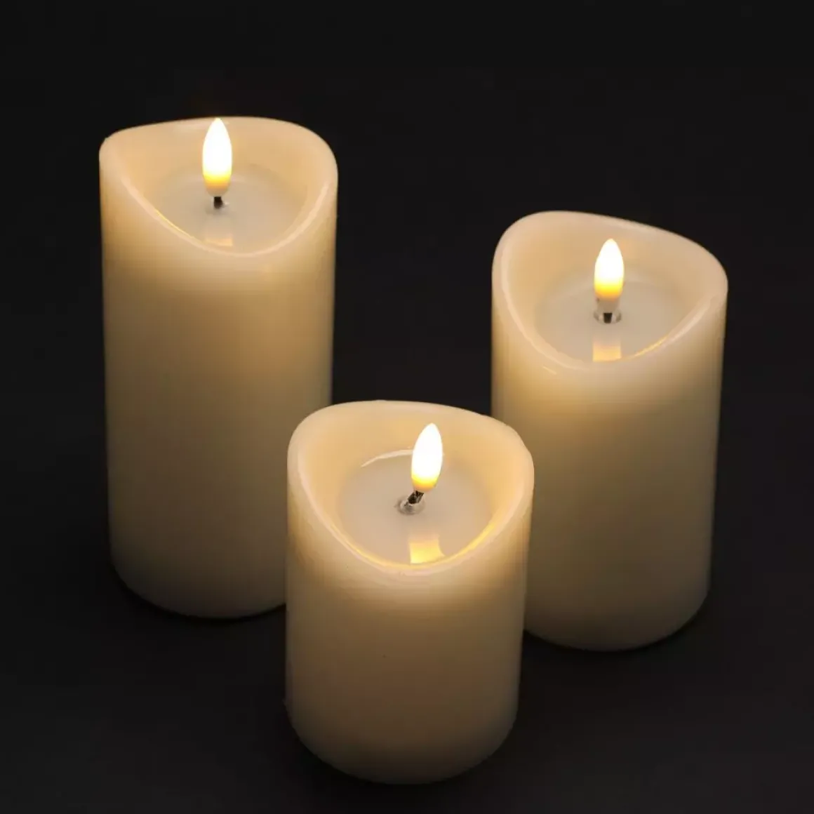 Set di 3 candele LED Vouy Avorio