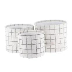 Set di 3 cestini portaoggetti (17 cm) Quadretti Bianco
