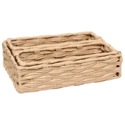 Set di 3 cestini portaoggetti intrecciati bassi (27 x 20 cm) Garlic Beige