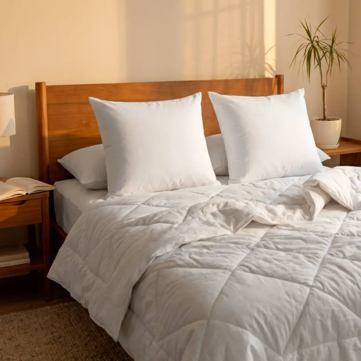 Best Set di 2 cuscini quadrati (60 cm) Volume Piumini, Cuscini Letto, Cuscini A Rullo