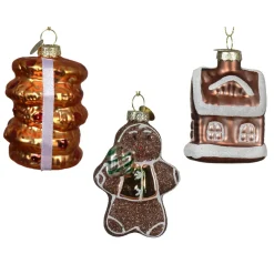 Set di 3 decorazioni da appendere in vetro (H11 cm) Delizie di Natale