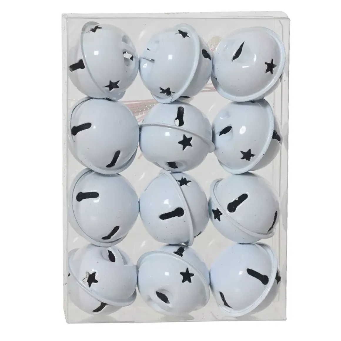 Set di 12 decorazioni natalizie sospese in metallo (D3 cm) Campanelli d'inverno Bianco