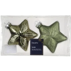 Set di 2 decorazioni natalizie in vetro (H10 cm) Stelle Celesti Verde Rosmarino