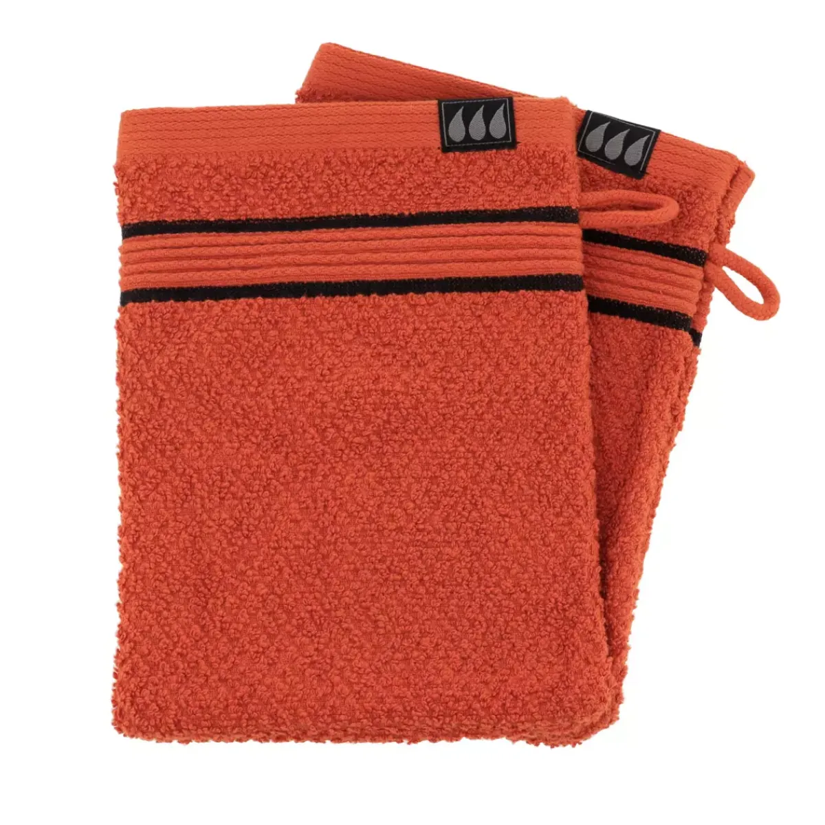 Set di due guanti in spugna di cotone Black Line / nero Guanti In Spugna|Biancheria Bagno