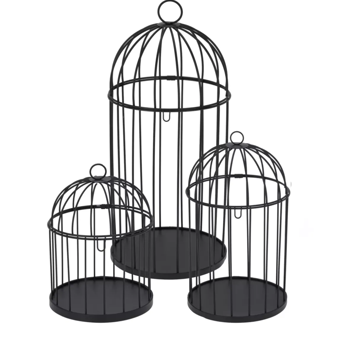 Set di 3 gabbie per uccelli (H41 cm) Christmas Chic Nero