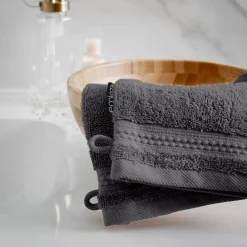 New Set di 2 guanti da bagno cotone bio (15 x 21 cm) Méline Grigio tempesta Guanti In Spugna|Biancheria Bagno