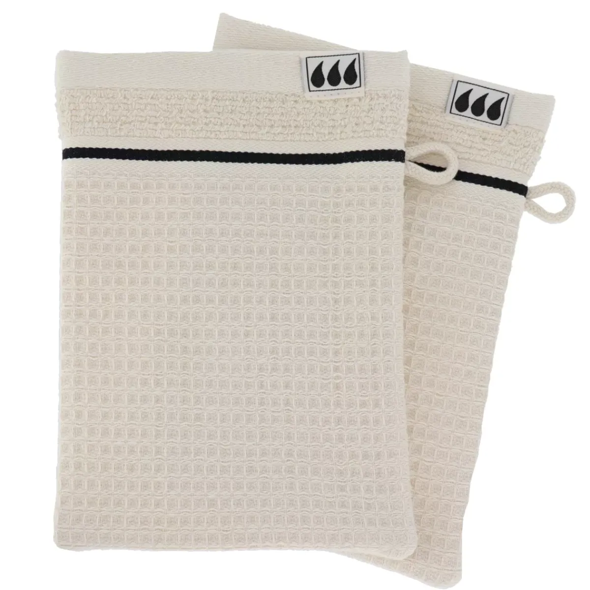 Set di 2 guanti da bagno cotone nido d'ape (15 x 21 cm) Japandi Guanti In Spugna|Biancheria Bagno
