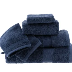 Discount Set di 2 guanti da bagno in cotone (15 x 21 cm) Timeless Blu marino Guanti In Spugna|Biancheria Bagno