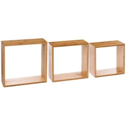 Set di 3 mensole cubo Fixy Bambù Naturale