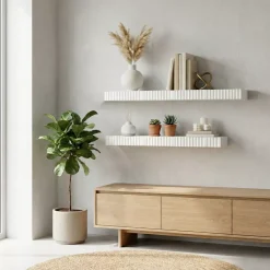 Set di 2 mensole da parete in legno (L60 cm) Bowi Bianco