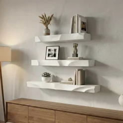 Set di 3 mensole da parete in legno (L60 cm) Lyford Bianco