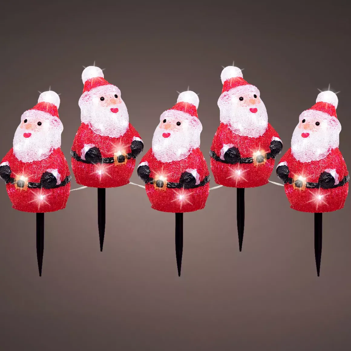 Set di 5 paletti da giardino luminosi 100 LED (H20 cm) Babbo Natale Bianco freddo