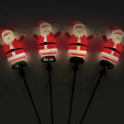 Set di 4 paletti da giardino solari (H40 cm) Babbo Natale luminoso Bianco caldo