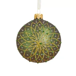 Set di 6 palline di Natale di vetro (D80 mm) Fiori Verde abete
