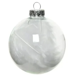 Set di 4 palline di Natale di vetro (D70 mm) Piume Trasparente