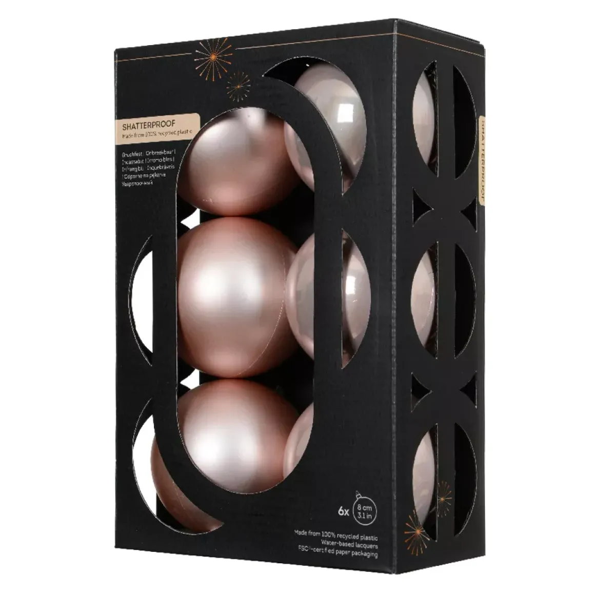 Set di 6 palline di Natale (D80 mm) Aravis Rosa cipria