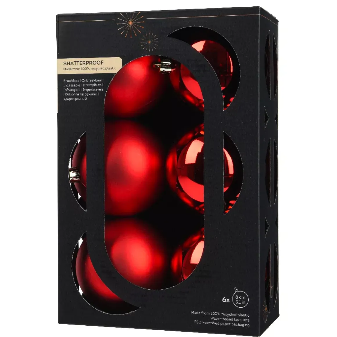 Set di 6 palline di Natale (D80 mm) Aravis Rosso