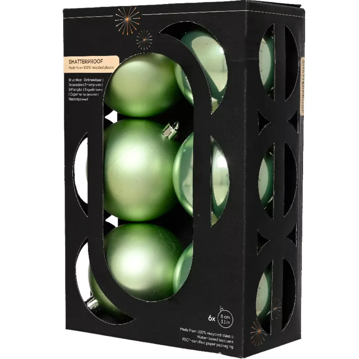 Set di 6 palline di Natale (D80 mm) Aravis Verde tè matcha