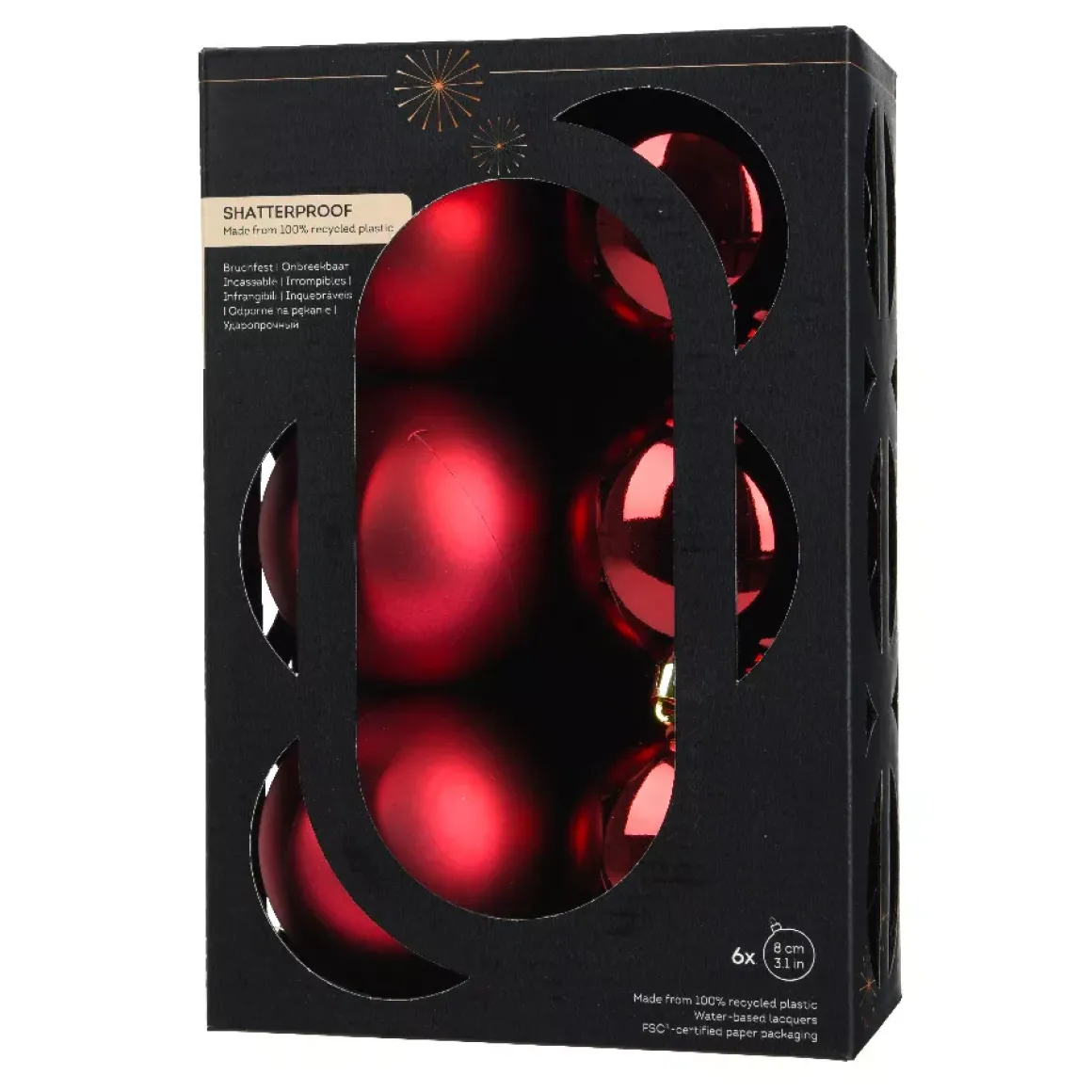 Set di 6 palline di Natale (D80 mm) Aravis Bordeaux