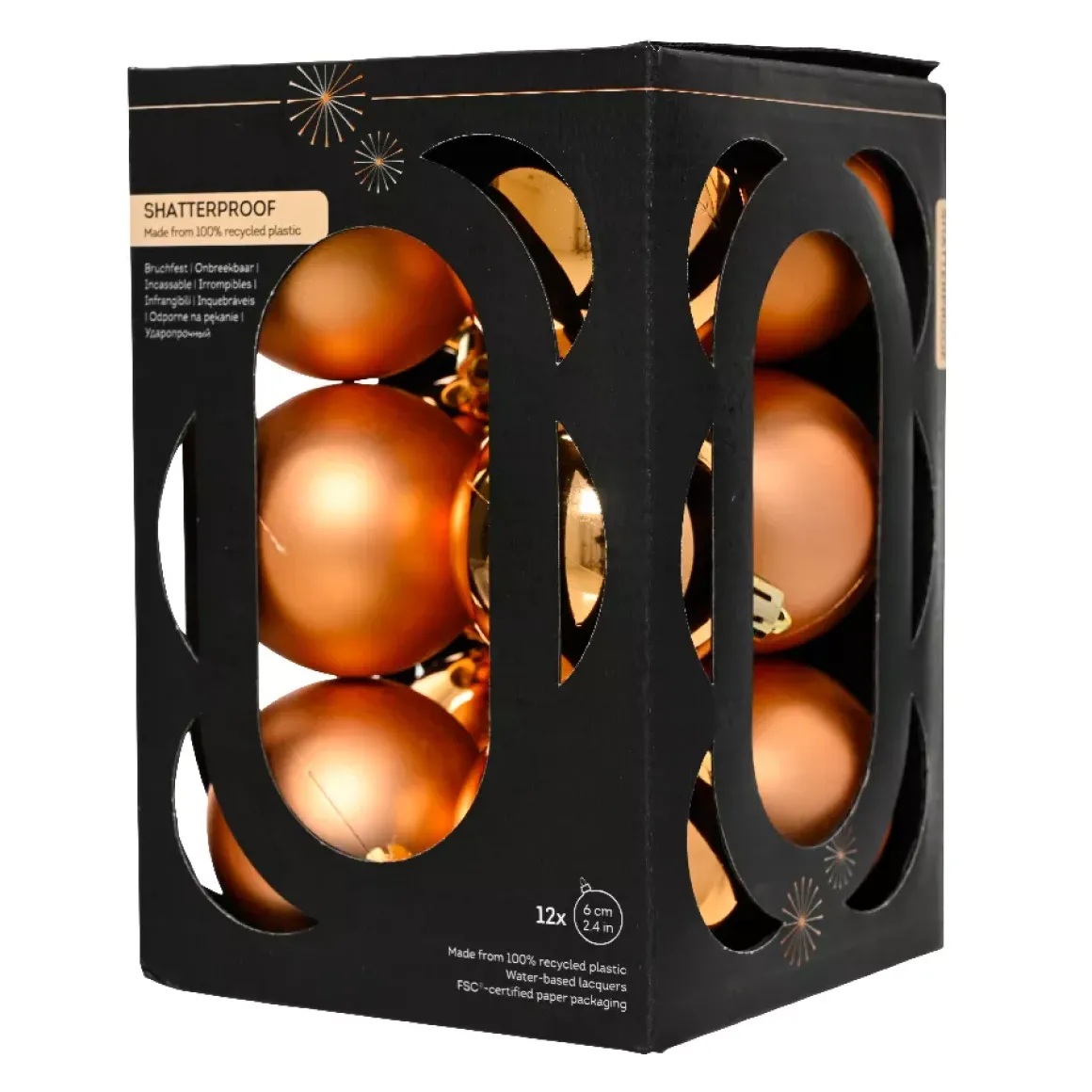 Set di 12 palline di Natale (D60 mm) Aravis Cognac