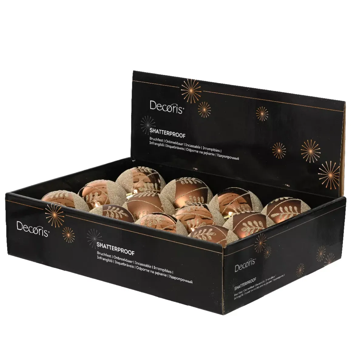 Set di 12 palline di Natale (D80 mm) Eleganza Marrone caffè