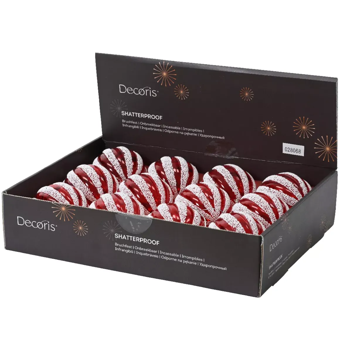 Set di 12 palline di Natale (D100 mm) Fantasia perlate Rosso e bianco