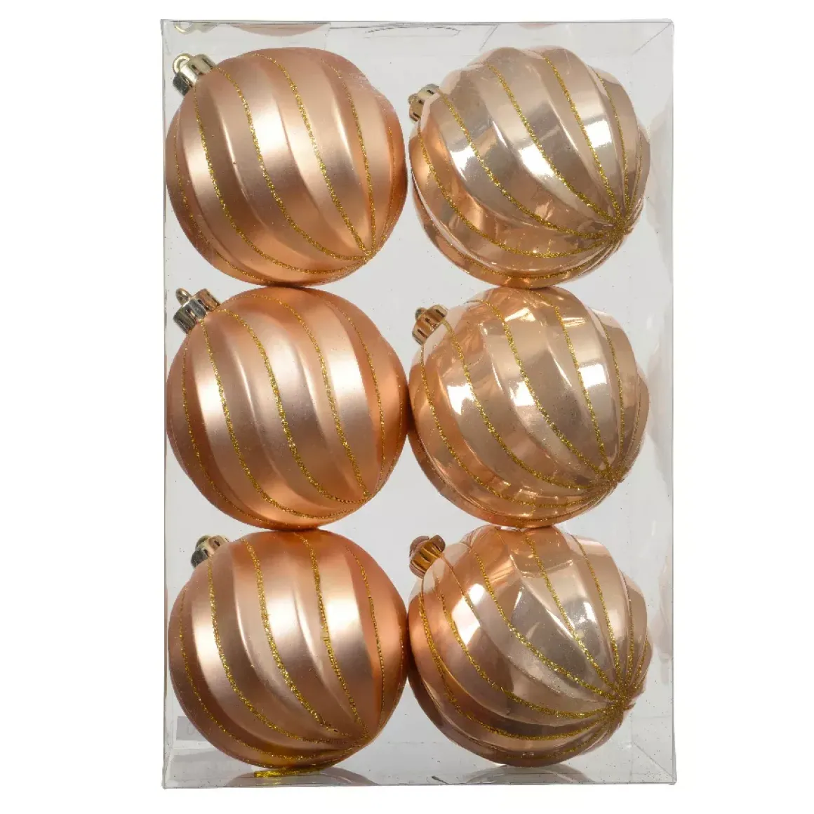 Set di 6 palline di Natale (D80 mm) Glam chic Pesca