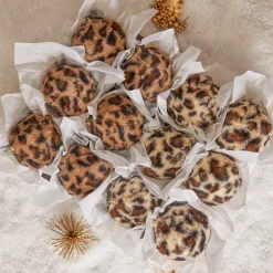 Set di 12 palline di Natale (D80 mm) Leopard Beige e marrone