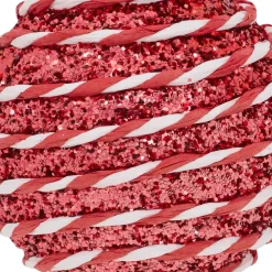 Set di 6 Palline di natale (D80 mm) Righe Fantasia Rosso e bianco