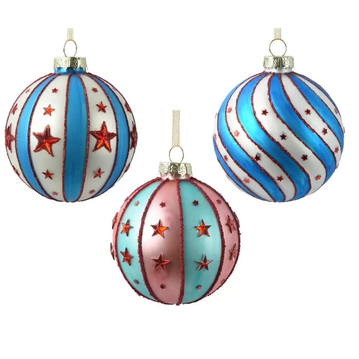 Set di 12 palline di Natale in vetro (D80 mm) Grande Tendone Multicolore