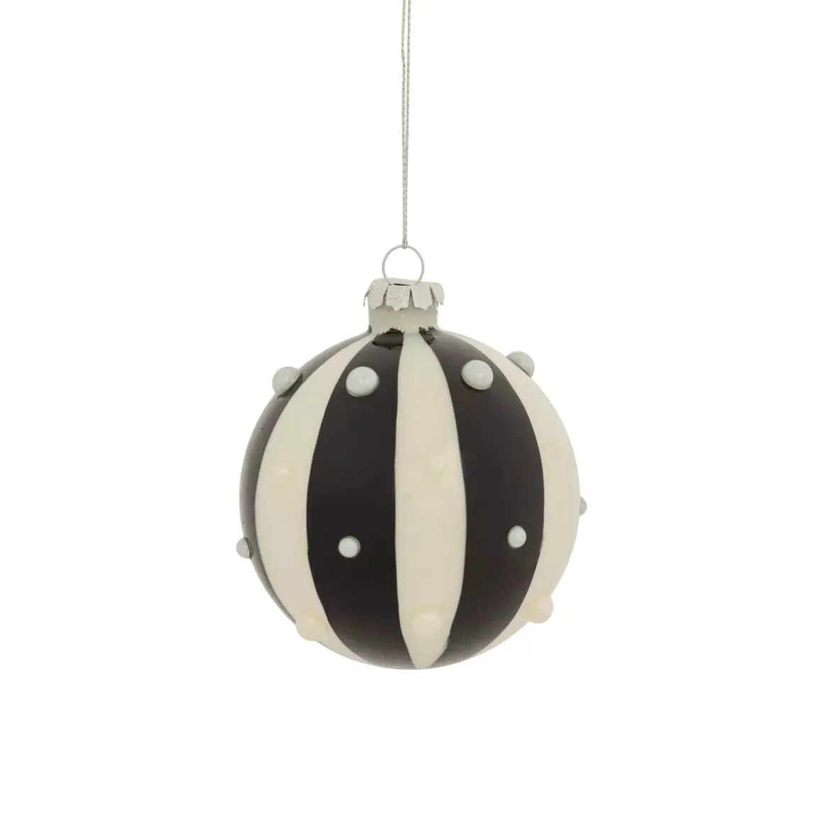 Set di 3 palline di Natale in vetro (D80 mm) Carnevale d'Inverno Nero e Bianco